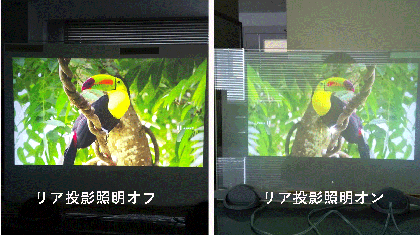 調光フィルムにリア投影